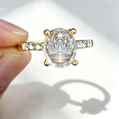 Handmade Glass Crown Ring For Unisex, Perfect For Summer Wear