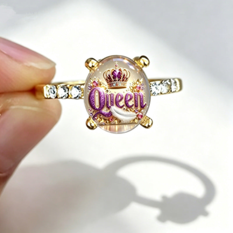 Handmade Glass Crown Ring For Unisex, Perfect For Summer Wear
