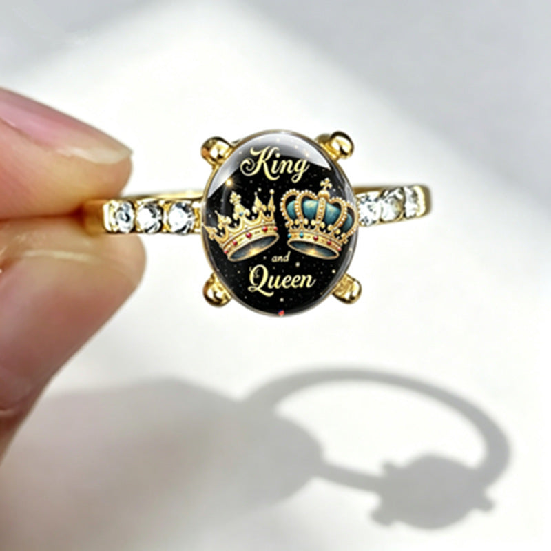 Handmade Glass Crown Ring For Unisex, Perfect For Summer Wear