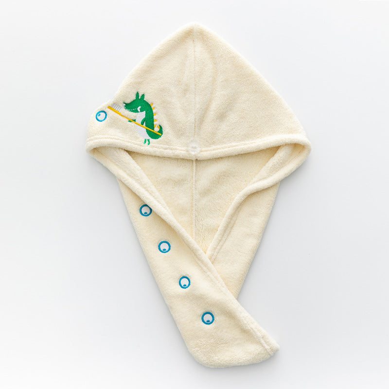 Coral Fleece Embroidery Dry Hair Towel And Cap Set Featuring Soft Absorbent Material