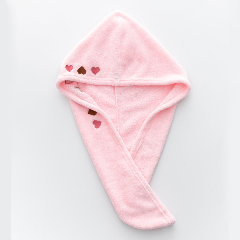 Coral Fleece Embroidery Dry Hair Towel And Cap Set Featuring Soft Absorbent Material