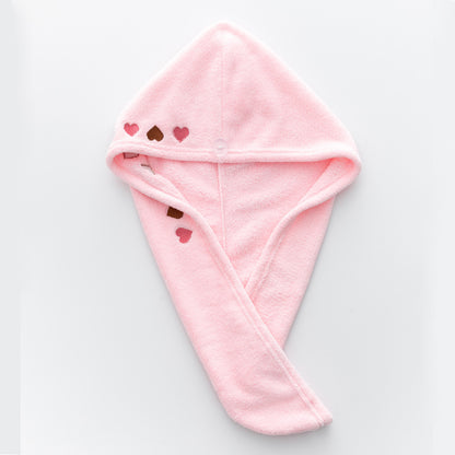 Coral Fleece Embroidery Dry Hair Towel And Cap Set Featuring Soft Absorbent Material