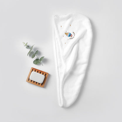 Coral Fleece Embroidery Dry Hair Towel And Cap Set Featuring Soft Absorbent Material