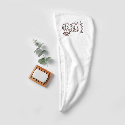Coral Fleece Embroidery Dry Hair Towel And Cap Set Featuring Soft Absorbent Material