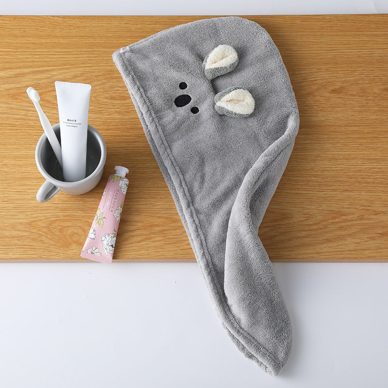 Coral Fleece Embroidery Dry Hair Towel And Cap Set Featuring Soft Absorbent Material