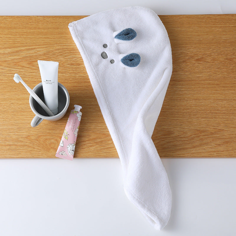 Coral Fleece Embroidery Dry Hair Towel And Cap Set Featuring Soft Absorbent Material