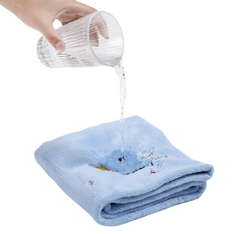 Coral Fleece Embroidery Dry Hair Towel And Cap Set Featuring Soft Absorbent Material