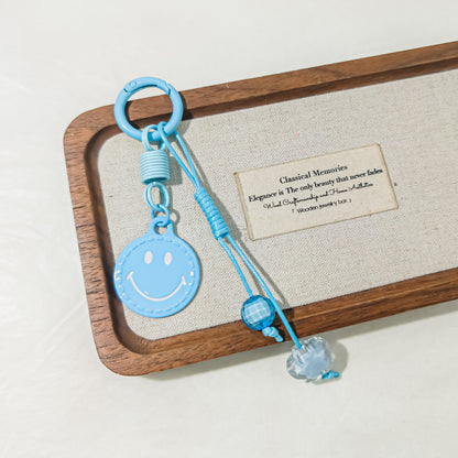 Christmas Smiley Face Key Chain In Natural Pink Featuring Zinc Alloy Bag Charm