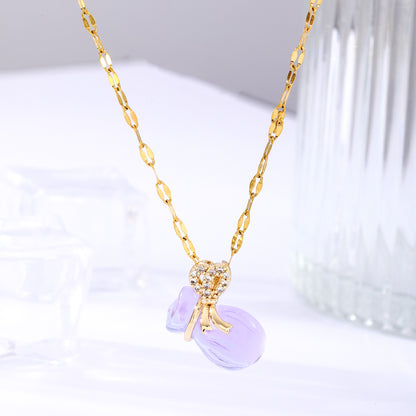 Crystal Pendant Necklace For Women With Copper Chain And Electroplated Finish Featuring Copper Pendant