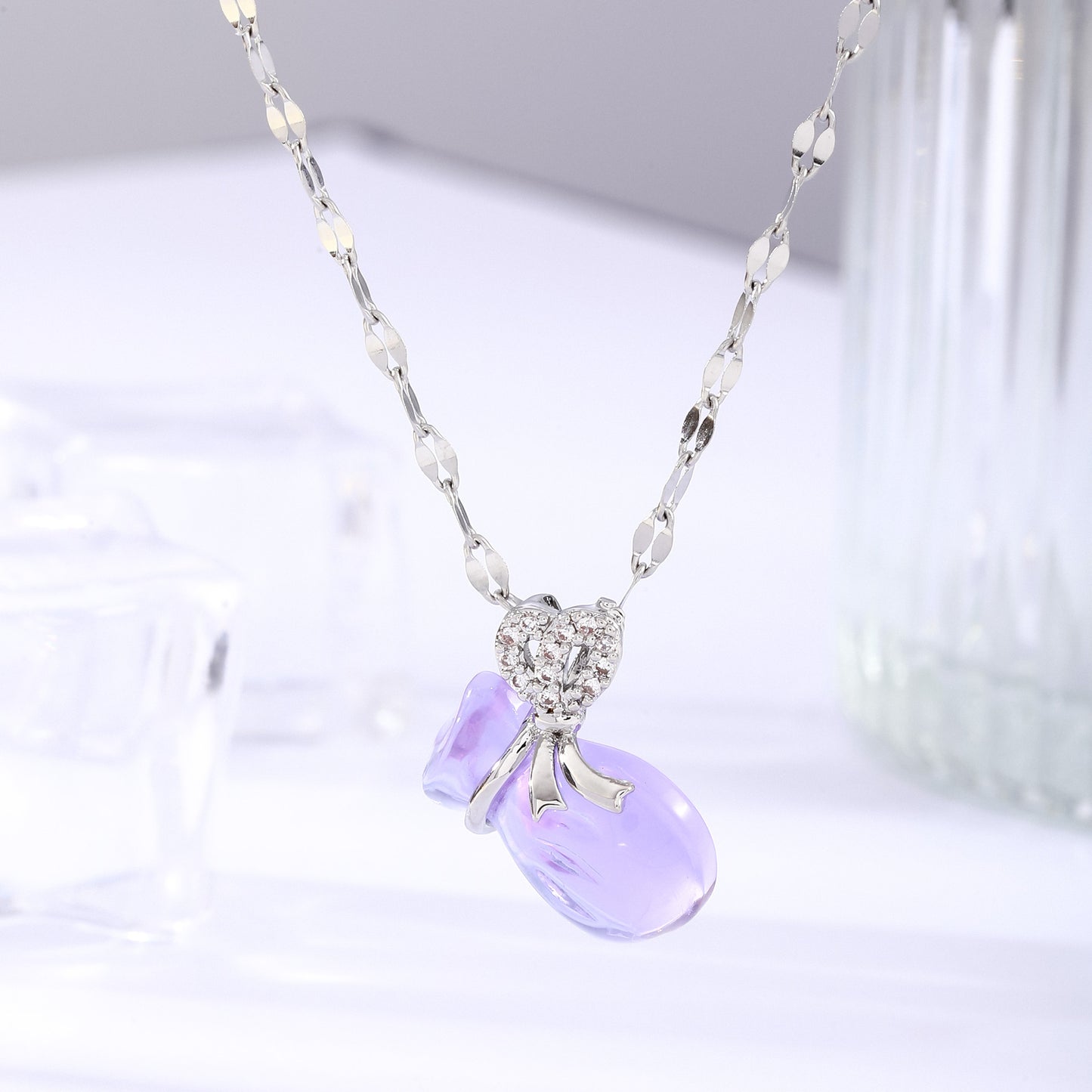 Crystal Pendant Necklace For Women With Copper Chain And Electroplated Finish Featuring Copper Pendant