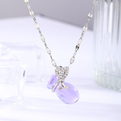Crystal Pendant Necklace For Women With Copper Chain And Electroplated Finish Featuring Copper Pendant
