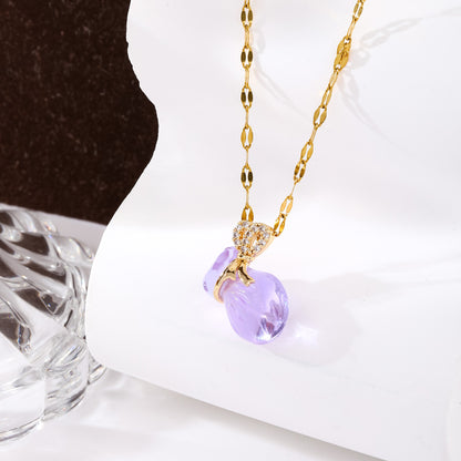 Crystal Pendant Necklace For Women With Copper Chain And Electroplated Finish Featuring Copper Pendant