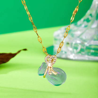 Crystal Pendant Necklace For Women With Copper Chain And Electroplated Finish Featuring Copper Pendant