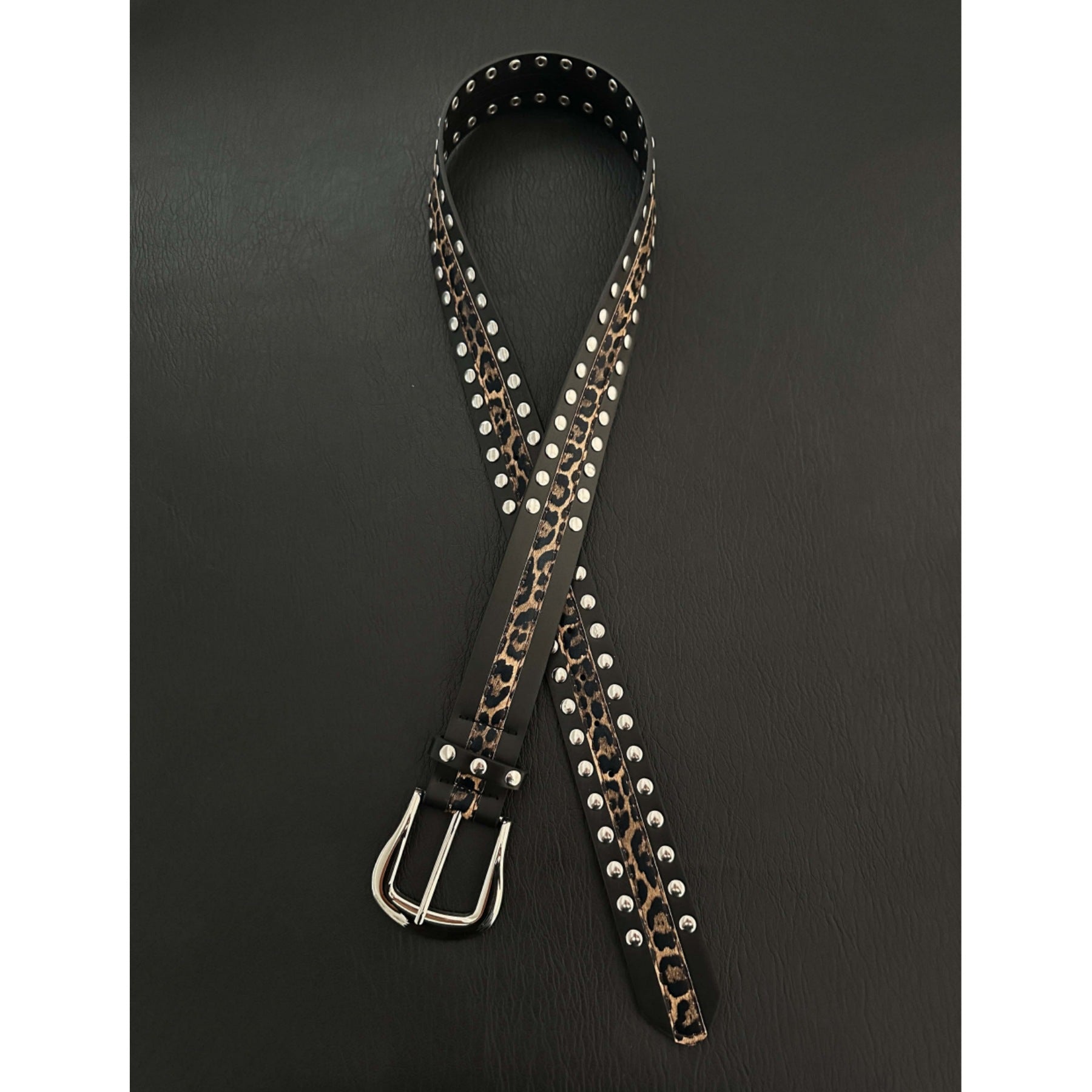 Unisex Punk Leopard Print PU Leather Belt With Alloy Pin Buckle
