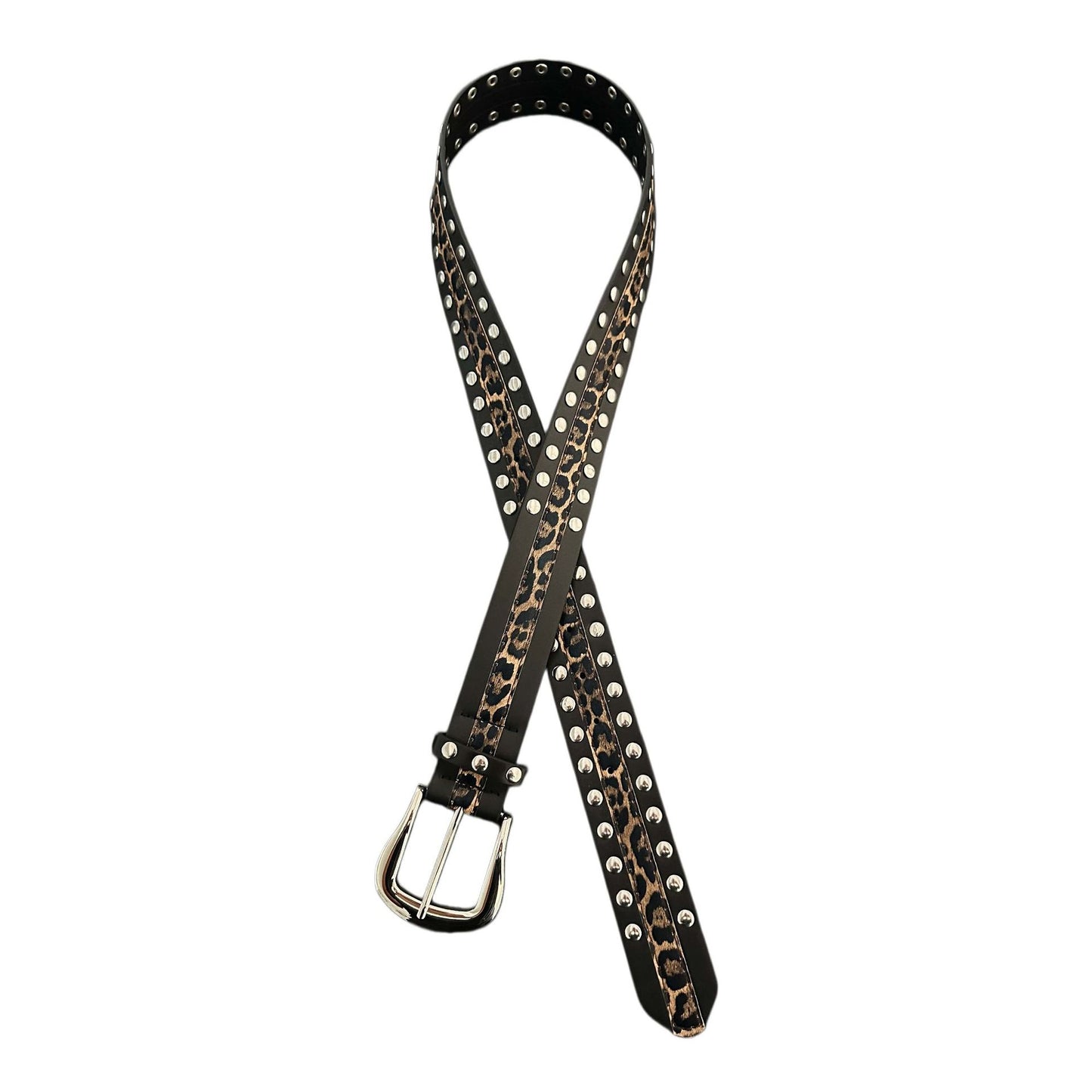Unisex Punk Leopard Print PU Leather Belt With Alloy Pin Buckle
