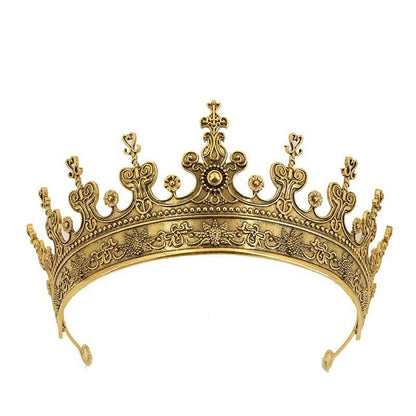 Baroque Style Crown Hair Accessory In Gold Alloy, Unisex, Perfect For Wedding Season