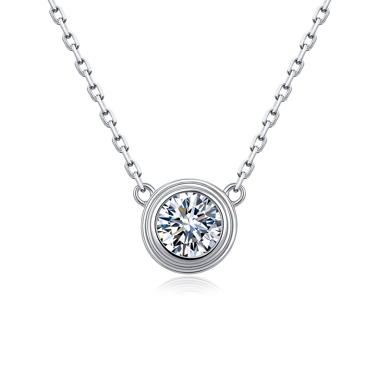 Hip-Hop Unisex Necklace With 0.5ct Round Brilliant Cut Moissanite In 925 Sterling Silver, GRA Certified