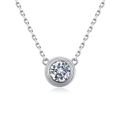 Hip-Hop Unisex Necklace With 0.5ct Round Brilliant Cut Moissanite In 925 Sterling Silver, GRA Certified