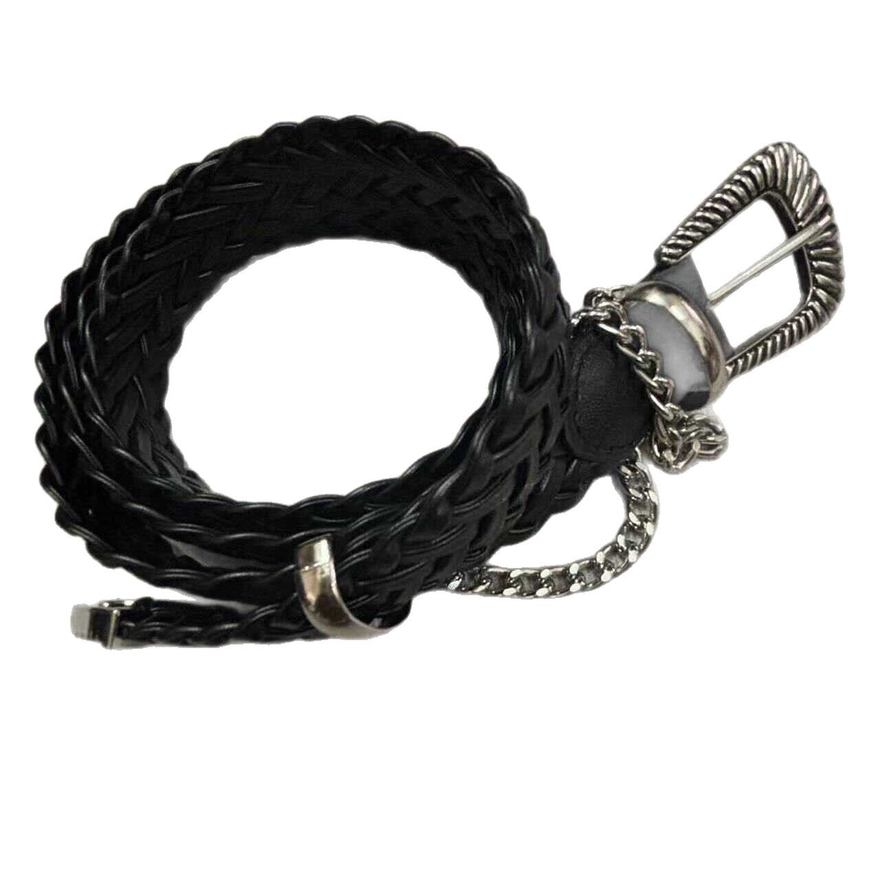 Retro Women’s Braided PU Leather Belt With Alloy Pin Buckle Featuring Braid Surface Finish