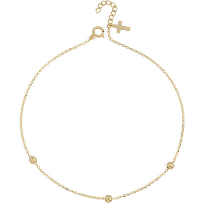 Single Ball Anklet For Women In 14K Gold With Micro Super Whisper Thin Chain, Simple Style, Perfect For Office Wear