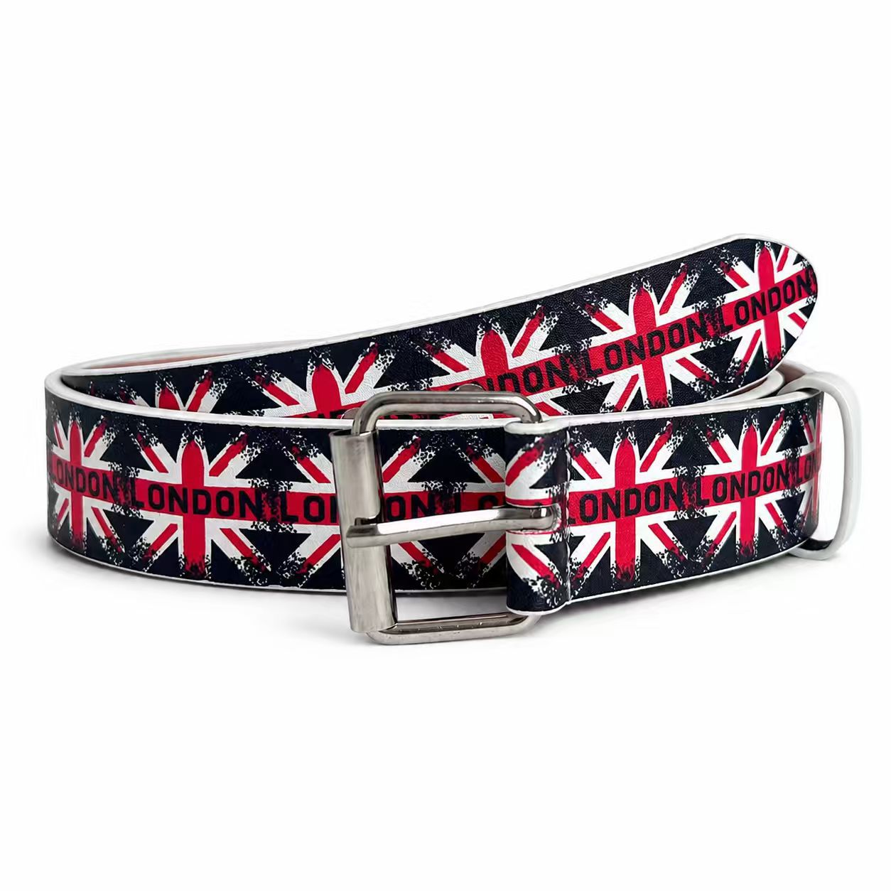 Unisex Cowboy Style PU Leather Belt With Alloy Pin Buckle Featuring Printed Surface Finish