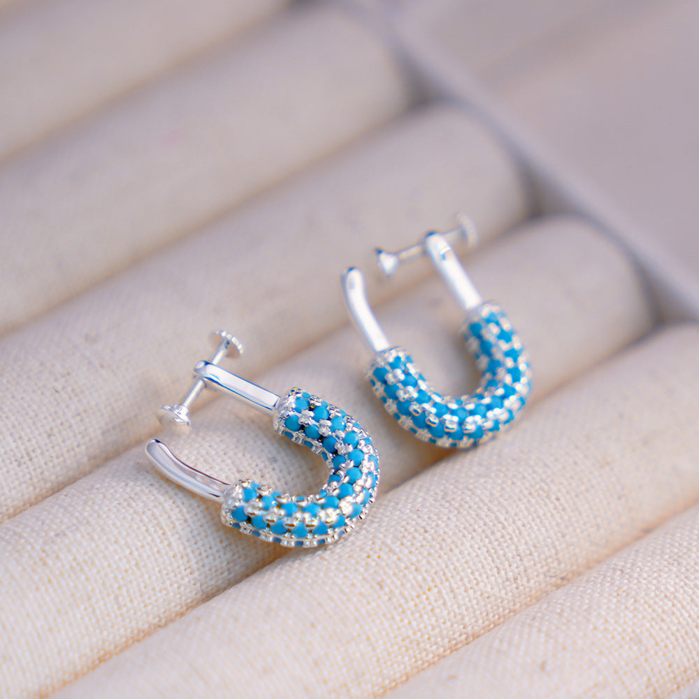 Simple Style Spiral Clip Earrings For Women With Copper Bezel Setting And Zircon Inlay