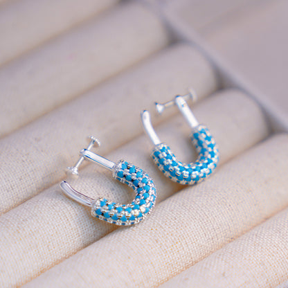 Simple Style Spiral Clip Earrings For Women With Copper Bezel Setting And Zircon Inlay