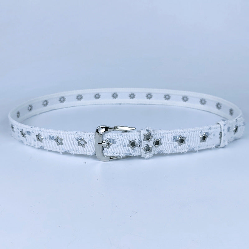 Women’s Denim Belt With Alloy Pin Buckle Featuring Sequins Detail
