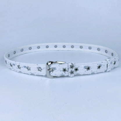 Women’s Denim Belt With Alloy Pin Buckle Featuring Sequins Detail