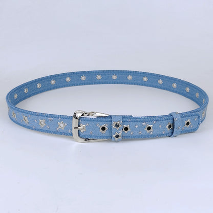 Women’s Denim Belt With Alloy Pin Buckle Featuring Sequins Detail