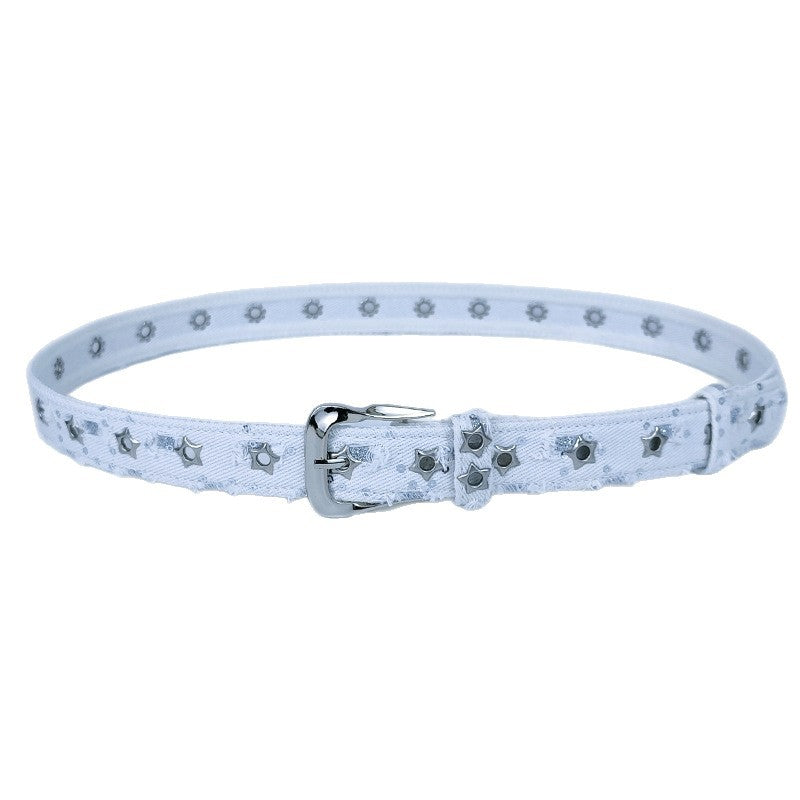 Women’s Denim Belt With Alloy Pin Buckle Featuring Sequins Detail