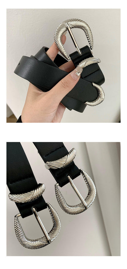 Women’s PU Leather Twist Belt With Alloy Pin Buckle, Stylish And Durable Accessory