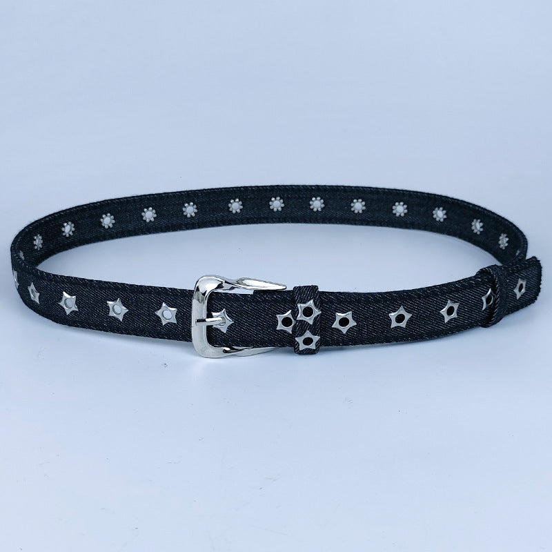 Women’s Denim Belt With Alloy Pin Buckle Featuring Sequins Detail