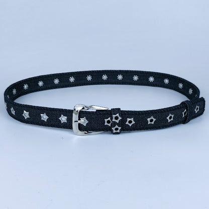 Women’s Denim Belt With Alloy Pin Buckle Featuring Sequins Detail