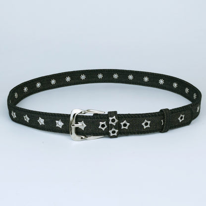 Women’s Denim Belt With Alloy Pin Buckle Featuring Sequins Detail