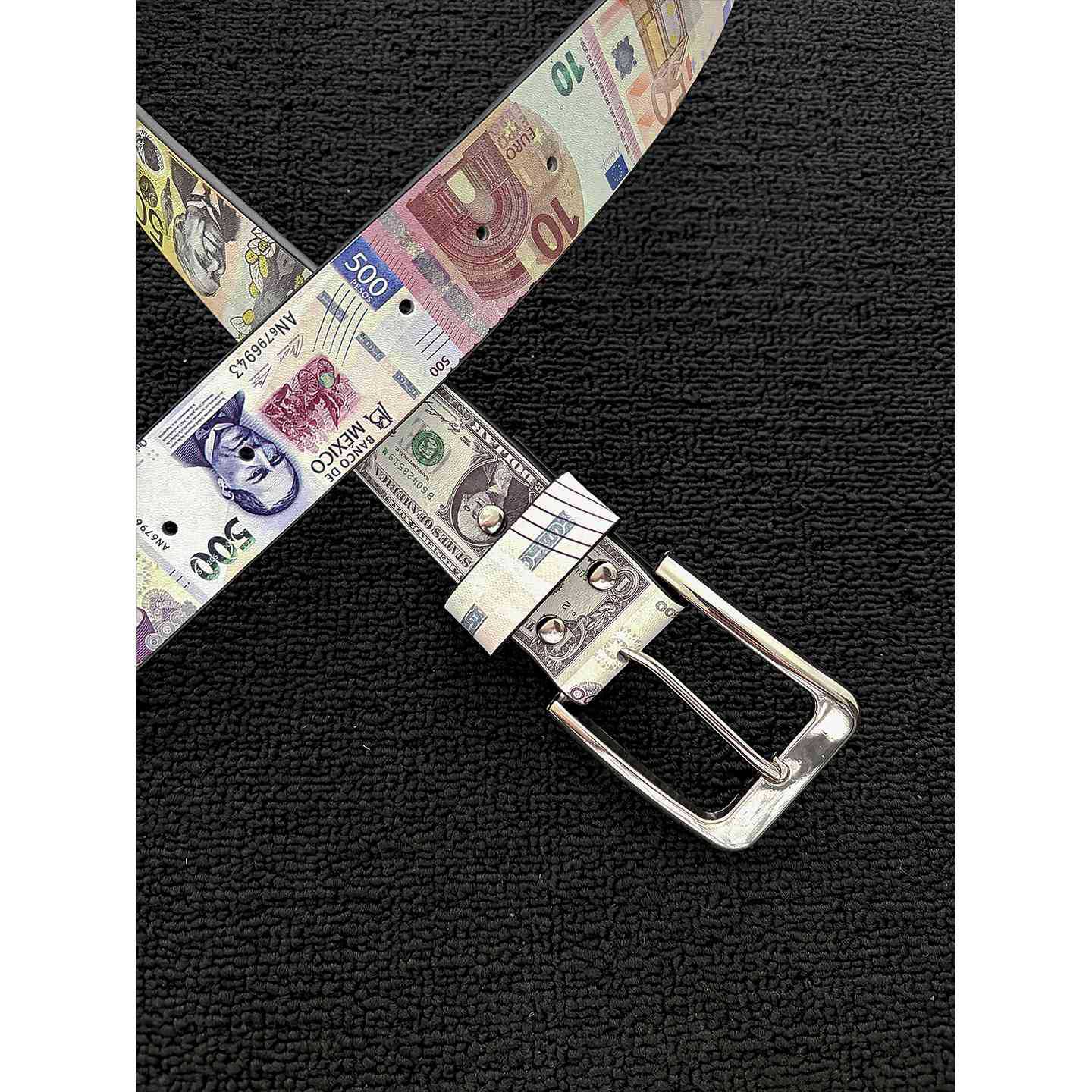 Men's Punk PU Leather Belt With Zinc Alloy Pin Buckle Featuring Printing Surface Finish