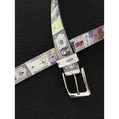 Men's Punk PU Leather Belt With Zinc Alloy Pin Buckle Featuring Printing Surface Finish