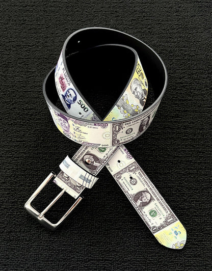 Men's Punk PU Leather Belt With Zinc Alloy Pin Buckle Featuring Printing Surface Finish