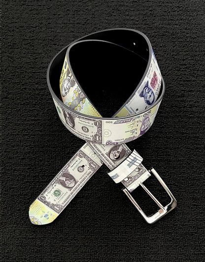 Men's Punk PU Leather Belt With Zinc Alloy Pin Buckle Featuring Printing Surface Finish