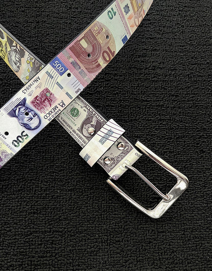 Men's Punk PU Leather Belt With Zinc Alloy Pin Buckle Featuring Printing Surface Finish