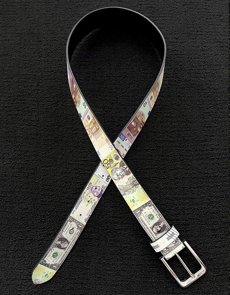 Men's Punk PU Leather Belt With Zinc Alloy Pin Buckle Featuring Printing Surface Finish