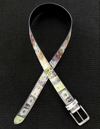 Men's Punk PU Leather Belt With Zinc Alloy Pin Buckle Featuring Printing Surface Finish