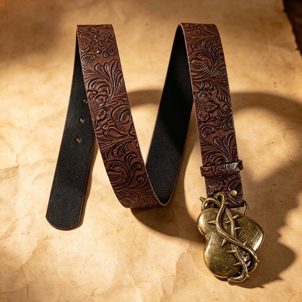 Punk Heart Shape Belt With Snap Buckle Featuring Embossed PU Leather Material