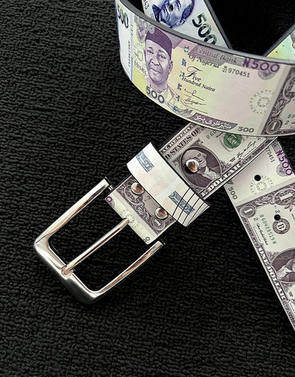 Men's Punk PU Leather Belt With Zinc Alloy Pin Buckle Featuring Printing Surface Finish
