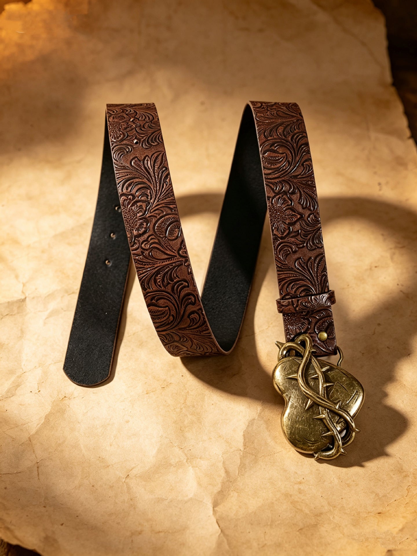 Punk Heart Shape Belt With Snap Buckle Featuring Embossed PU Leather Material
