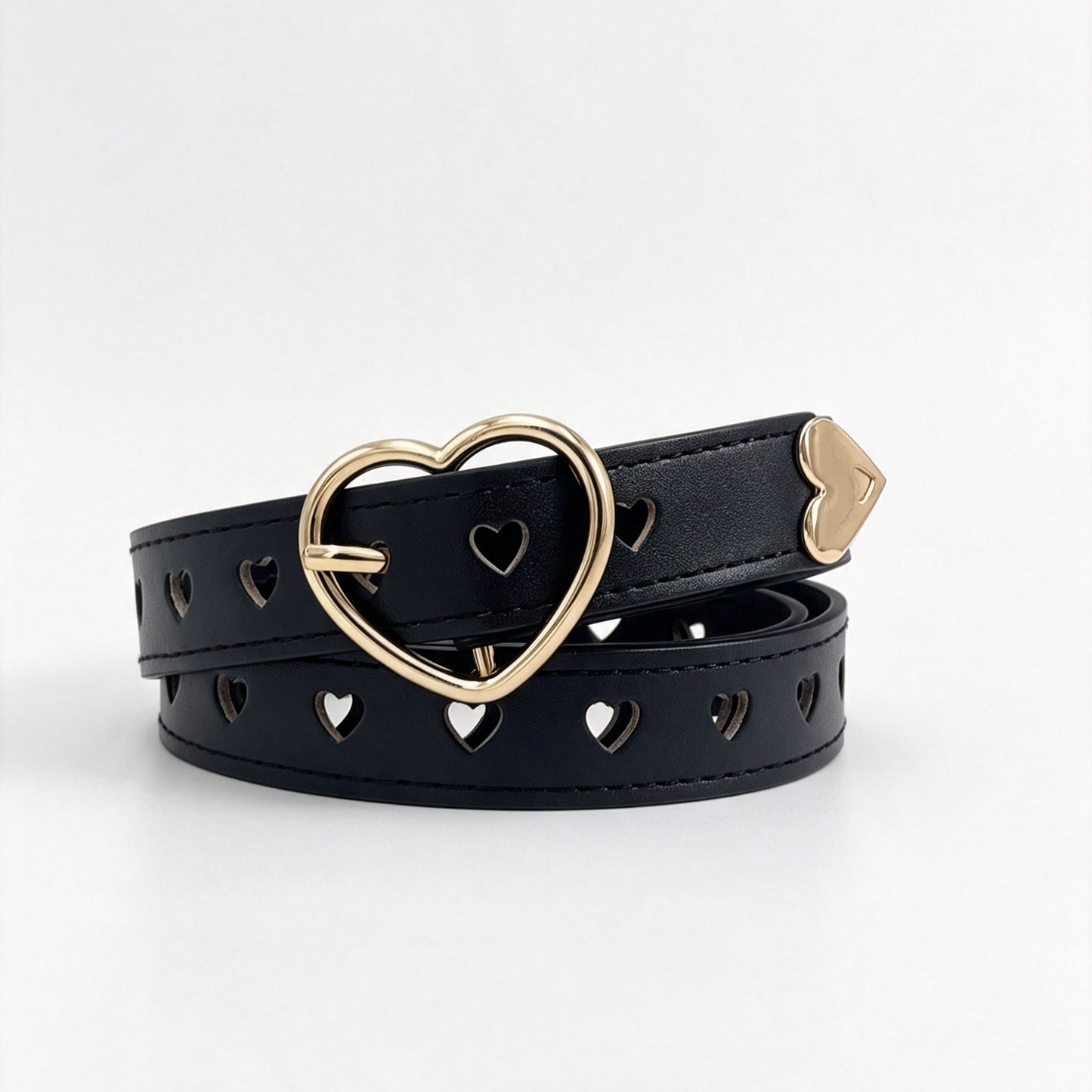 Women’s Heart Shape Belt In PU Leather With Alloy Pin Buckle, Stylish And Trendy Accessory
