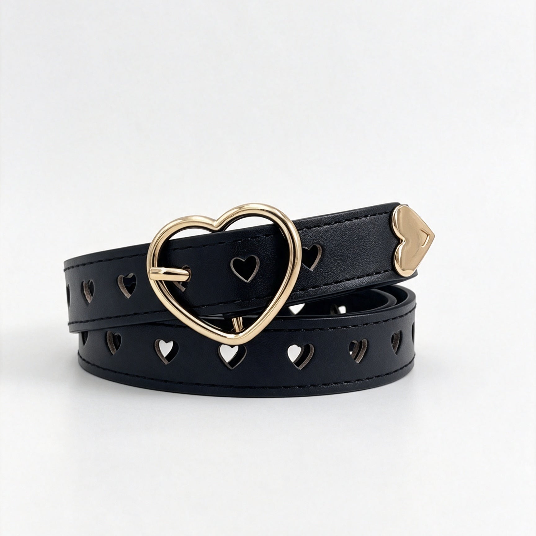 Women’s Heart Shape Belt In PU Leather With Alloy Pin Buckle, Stylish And Trendy Accessory
