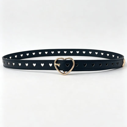 Women’s Heart Shape Belt In PU Leather With Alloy Pin Buckle, Stylish And Trendy Accessory