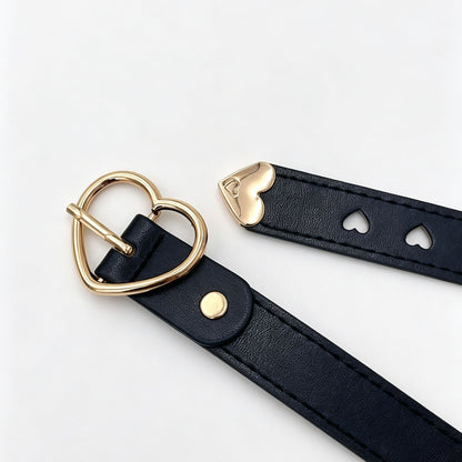 Women’s Heart Shape Belt In PU Leather With Alloy Pin Buckle, Stylish And Trendy Accessory