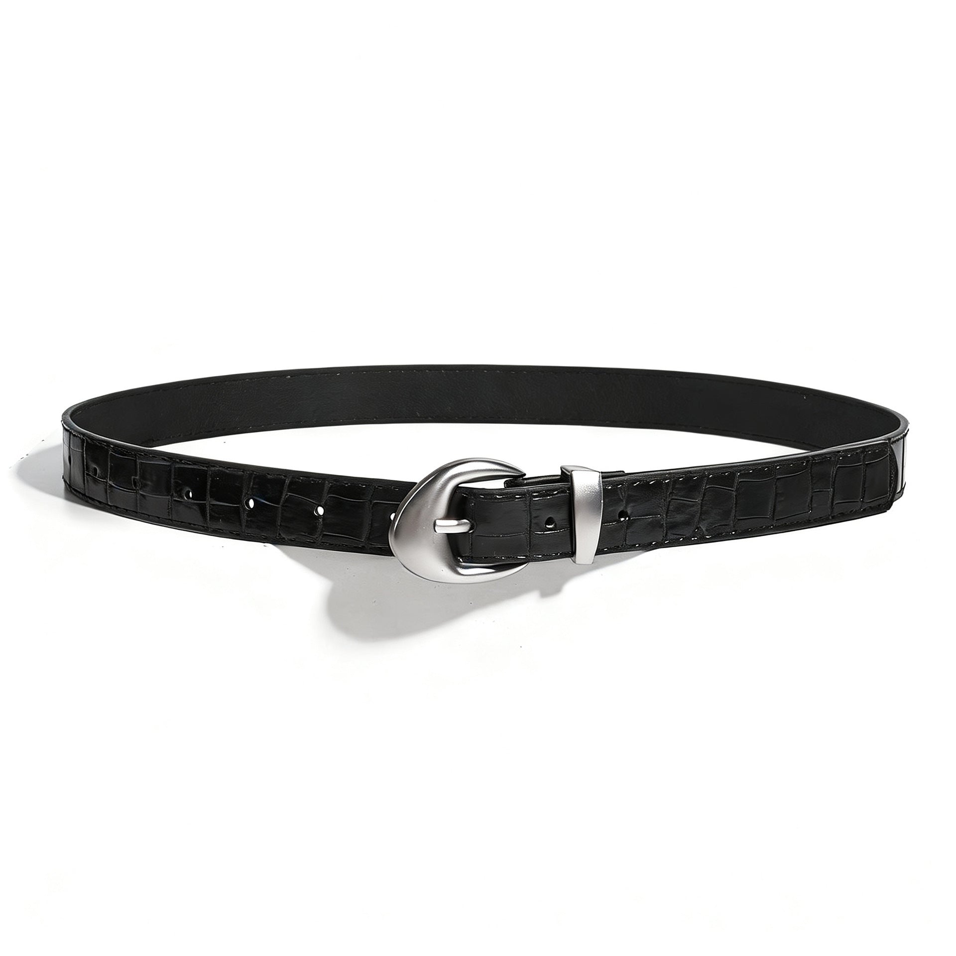 Retro Unisex Crocodile PU Leather Belt With Zinc Alloy Pin Buckle